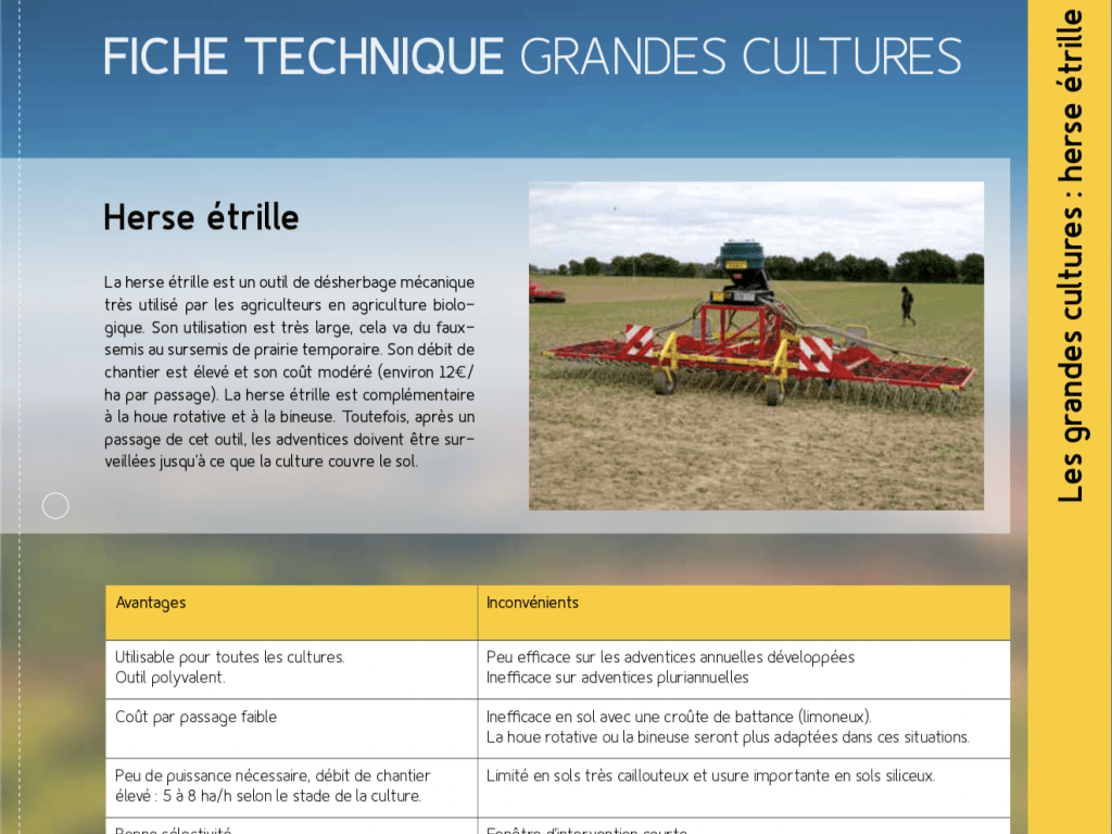 Fiche technique : la herse étrille