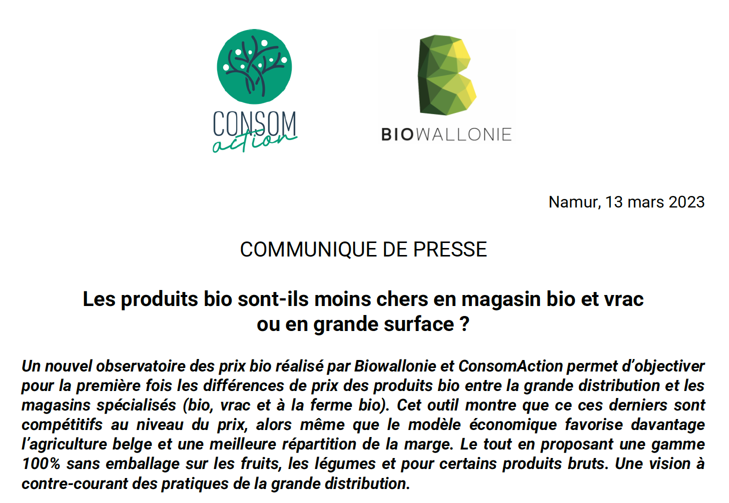 Biowallonie – Rétrospective 2022 et Perspectives 2023