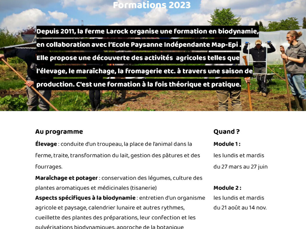 Formations en biodynamie à la Ferme Larock