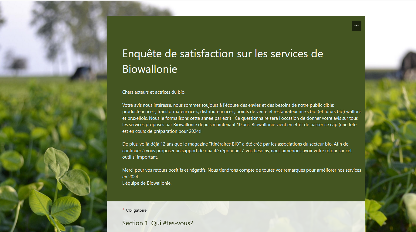 Du nouveau sur le site web de Biowallonie!