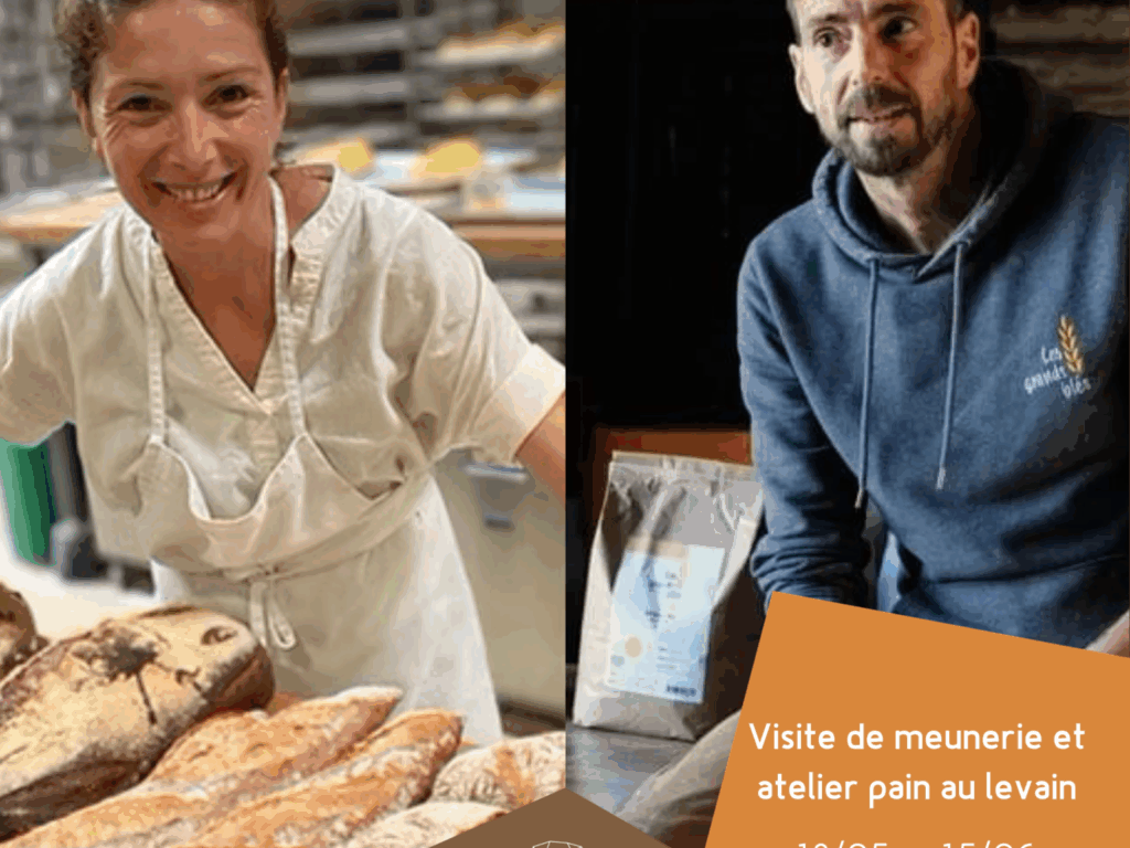 Atelier pain au levain par Alice Crosby de Matières premières avec la farine bio du moulin des Grands Blés