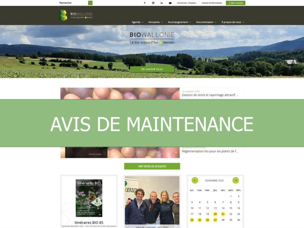 AVIS DE MAINTENANCE